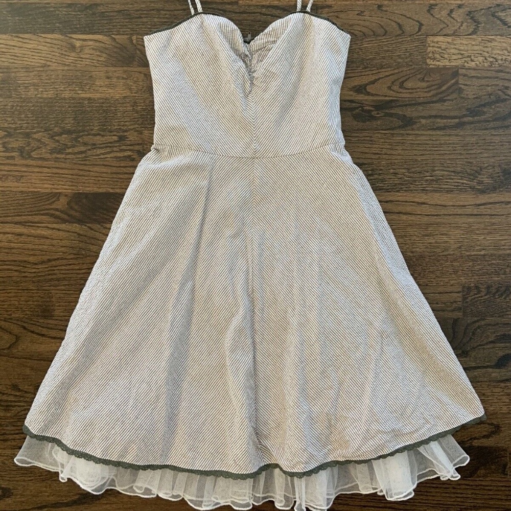 City Triangles White Grey Stripe Summer Fit And Flare Dress Women Junior Size 3